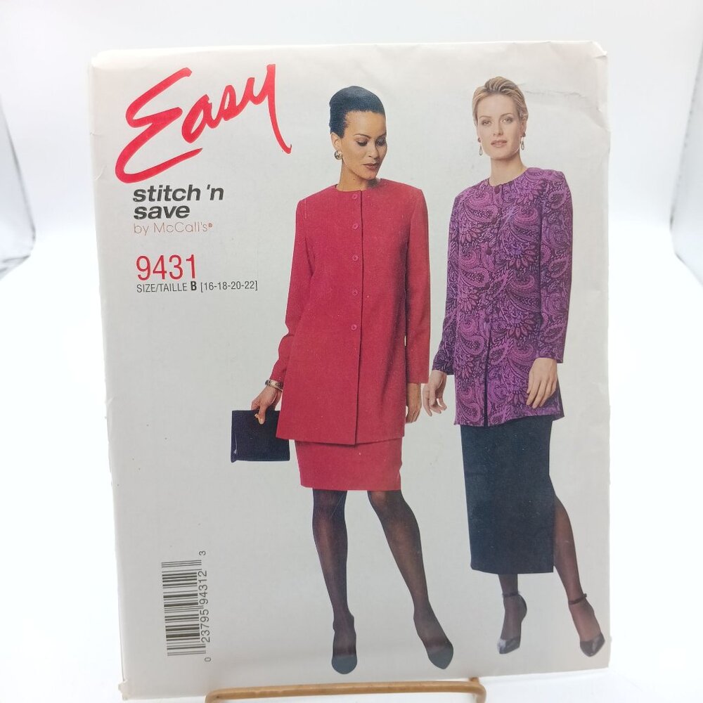 UNCUT Vintage Easy Stitch N Save By McCalls 9431 Misses Unlined Jacket & Pull-On